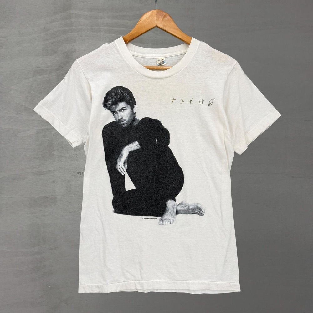 Vintage Screen Stars George Michael T-Shirt White Faith 1988 Tour Medium